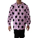 Polka Dots - Black on Classic Rose Pink Hooded Wind Breaker (Kids)