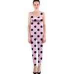 Polka Dots - Black on Classic Rose Pink OnePiece Catsuit