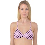 Polka Dots - Black on Classic Rose Pink Reversible Tri Bikini Top