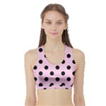 Polka Dots - Black on Classic Rose Pink Women s Sports Bra with Border