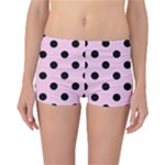 Polka Dots - Black on Classic Rose Pink Reversible Boyleg Bikini Bottoms