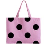 Polka Dots - Black on Classic Rose Pink Zipper Mini Tote Bag