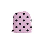 Polka Dots - Black on Classic Rose Pink Drawstring Pouch (S)