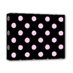 Polka Dots - Classic Rose Pink on Black Deluxe Canvas 14  x 11  (Stretched)