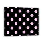 Polka Dots - Classic Rose Pink on Black Canvas 10  x 8  (Stretched)