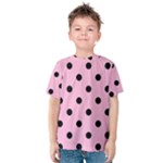 Polka Dots - Black on Cotton Candy Pink Kid s Cotton Tee