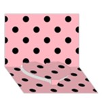 Polka Dots - Black on Light Pink Heart Bottom 3D Greeting Card (7x5)