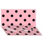 Polka Dots - Black on Light Pink Twin Heart Bottom 3D Greeting Card (8x4)