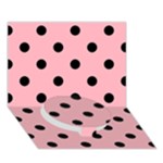 Polka Dots - Black on Light Pink Circle Bottom 3D Greeting Card (7x5)