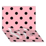 Polka Dots - Black on Light Pink LOVE Bottom 3D Greeting Card (7x5)