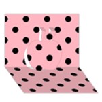 Polka Dots - Black on Light Pink Apple 3D Greeting Card (7x5)