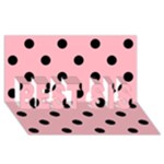 Polka Dots - Black on Light Pink BEST SIS 3D Greeting Card (8x4)