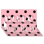 Polka Dots - Black on Light Pink Happy New Year 3D Greeting Card (8x4)