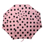 Polka Dots - Black on Light Pink Folding Umbrella