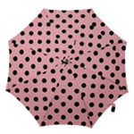 Polka Dots - Black on Light Pink Hook Handle Umbrella (Large)