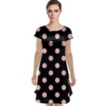 Polka Dots - Pink on Black Cap Sleeve Nightdress