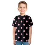 Polka Dots - Cherry Blossom Pink on Black Kid s Sport Mesh Tee