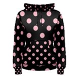 Polka Dots - Cherry Blossom Pink on Black Women s Pullover Hoodie