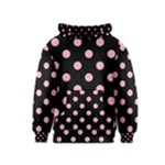 Polka Dots - Cherry Blossom Pink on Black Kid s Pullover Hoodie