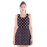 Polka Dots - Cherry Blossom Pink on Black Scoop Neck Skater Dress