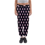 Polka Dots - Cherry Blossom Pink on Black Women s Jogger Sweatpants