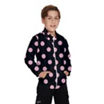 Polka Dots - Cherry Blossom Pink on Black Wind Breaker (Kids)