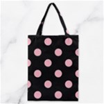 Polka Dots - Cherry Blossom Pink on Black Classic Tote Bag