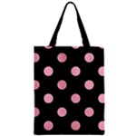 Polka Dots - Cherry Blossom Pink on Black Zipper Classic Tote Bag