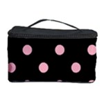 Polka Dots - Cherry Blossom Pink on Black Cosmetic Storage Case