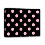 Polka Dots - Cherry Blossom Pink on Black Deluxe Canvas 14  x 11  (Stretched)