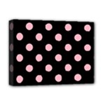 Polka Dots - Cherry Blossom Pink on Black Deluxe Canvas 16  x 12  (Stretched)