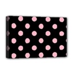 Polka Dots - Cherry Blossom Pink on Black Deluxe Canvas 18  x 12  (Stretched)