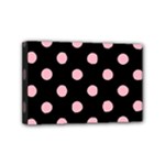 Polka Dots - Cherry Blossom Pink on Black Mini Canvas 6  x 4  (Stretched)