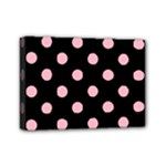 Polka Dots - Cherry Blossom Pink on Black Mini Canvas 7  x 5  (Stretched)