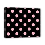 Polka Dots - Cherry Blossom Pink on Black Canvas 10  x 8  (Stretched)