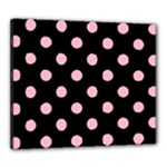 Polka Dots - Cherry Blossom Pink on Black Canvas 24  x 20  (Stretched)