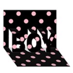 Polka Dots - Cherry Blossom Pink on Black BOY 3D Greeting Card (7x5)