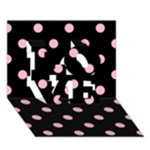 Polka Dots - Cherry Blossom Pink on Black LOVE 3D Greeting Card (7x5)