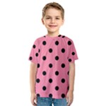 Polka Dots - Black on Flamingo Pink Kid s Sport Mesh Tee