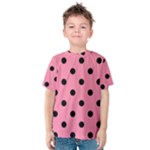 Polka Dots - Black on Flamingo Pink Kid s Cotton Tee