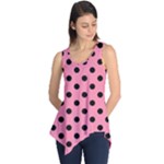 Polka Dots - Black on Flamingo Pink Sleeveless Tunic