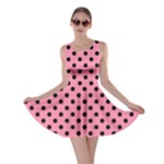 Polka Dots - Black on Flamingo Pink Skater Dress