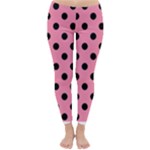 Polka Dots - Black on Flamingo Pink Winter Leggings