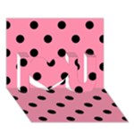 Polka Dots - Black on Flamingo Pink I Love You 3D Greeting Card (7x5)