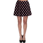 Polka Dots - Flamingo Pink on Black Skater Skirt