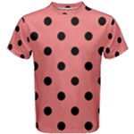 Polka Dots - Black on Coral Pink Men s Cotton Tee