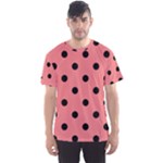 Polka Dots - Black on Coral Pink Men s Sport Mesh Tee