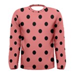 Polka Dots - Black on Coral Pink Men s Long Sleeve T-shirt