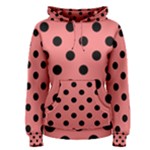 Polka Dots - Black on Coral Pink Women s Pullover Hoodie