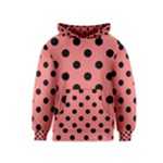 Polka Dots - Black on Coral Pink Kid s Pullover Hoodie